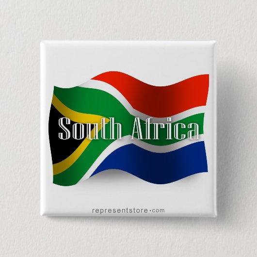Zuid-Afrika Wavevlag Vierkante Button 5,1 Cm (Voorkant)