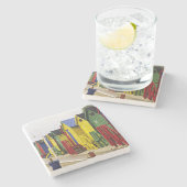 Zuid-Afrika, Western Kaapje, St James. Kleurrijk Stenen Onderzetter (Zijkant)