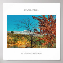 Zuid-Afrika Winter Herfst Landschap Sneeuw Poster