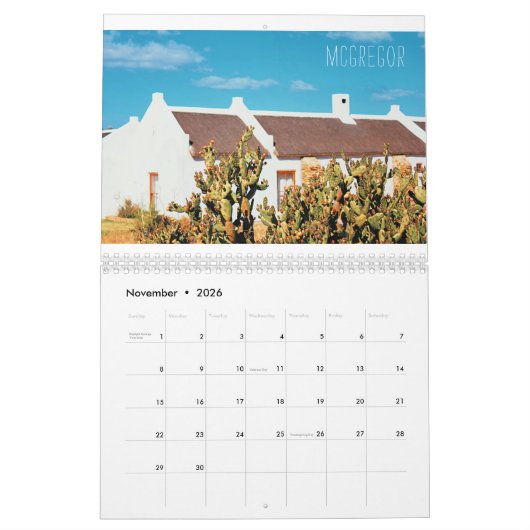 Zuid-Afrika ZA Kaapstad Riebeek-Kasteel Kalender (Nov 2026)