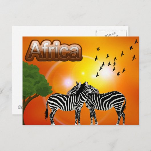 Zuid-Afrika Zebra reizen Briefkaart (Voorkant / Achterkant)
