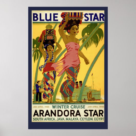  Zuid-Afrikaans blauw-Star Travel Poster (Voorkant)