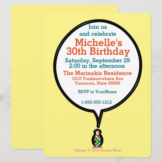 Zuid-Afrikaanse pratende mevrouw Pinguïn gepersona Kaart (Voorkant / Achterkant)