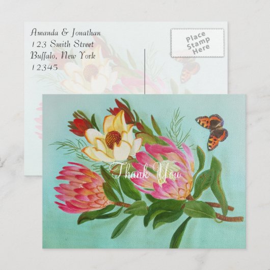 Zuid-Afrikaanse Proteas Dank je Briefkaart (Voorkant / Achterkant)