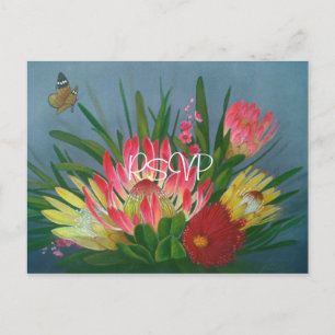 Zuid-Afrikaanse Proteas Huwelijks RSVP met Foto Uitnodiging Briefkaart