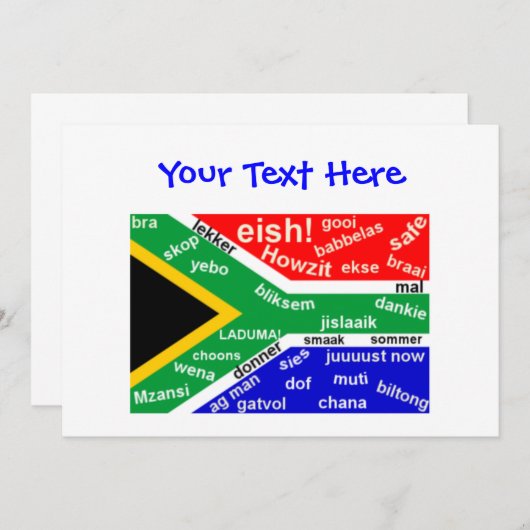 Zuid-Afrikaanse Slang-uitnodiging -  Kaart (Voorkant / Achterkant)