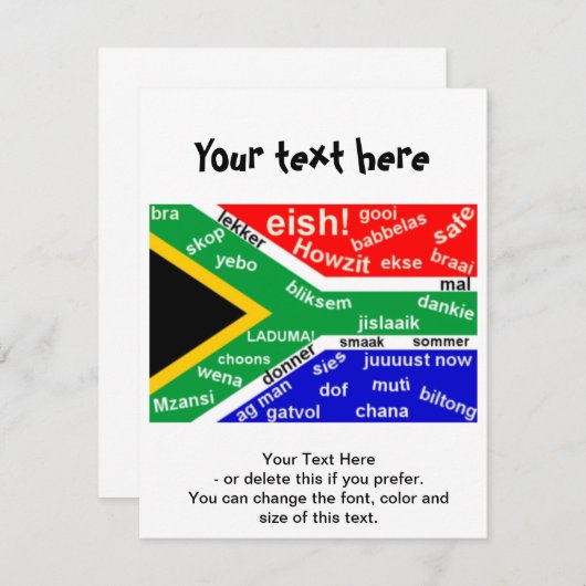 Zuid-Afrikaanse Slang-uitnodiging -  Kaart (Voorkant / Achterkant)