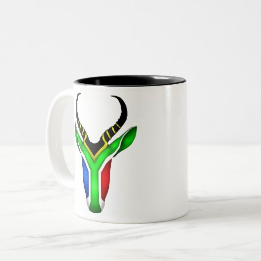 Zuid-afrikaanse springbok tweekleurige koffiemok (Voorkant links)