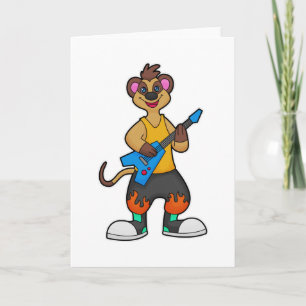Zuid-Afrikaanse stokstaartje als muzikant met gita Kaart