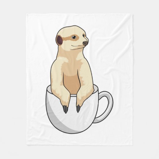 Zuid-Afrikaanse stokstaartje met kopje koffie Fleece Deken (Voorkant)