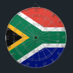 Zuid-Afrikaanse vlag Dartbord<br><div class="desc">Dit ontwerp is voorzien van de nationale vlag van Zuid-Afrika (officieel de Republiek Zuid-Afrika), het zuidelijkste land in Afrika. Ongeveer 80% van de Zuid-Afrikanen is van zwarte afkomst, terwijl de overblijvende bevolking bestaat uit grote gemeenschappen van Europese, Aziatische en multiraciale afkomst. Zuid-Afrika heeft drie hoofdsteden: uitvoerend Pretoria, justitieel Bloemfontein en...</div>