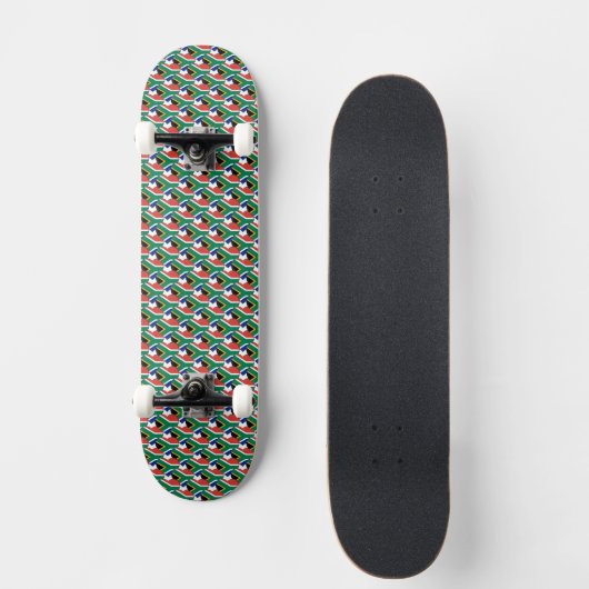 Zuid-Afrikaanse vlag kleuren harten patroon patrio Persoonlijk Skateboard (Voorkant)