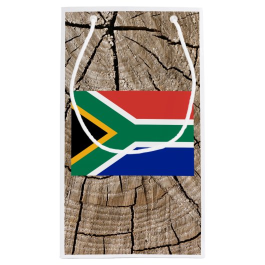 Zuid-Afrikaanse vlag op boomschors Klein Cadeauzakje (Achterkant)