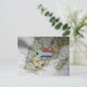 Zuid-Afrikaanse vlag op kaart (Staand voorkant)