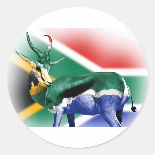 Zuid-Afrikaanse vlag van Springbock Ronde Sticker (Voorkant)