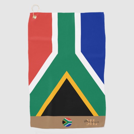 Zuid-Afrikaanse vlag & Zuid-Afrika monogramme Golf Golfhanddoek (Voorkant)