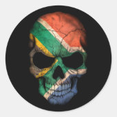 Zuid-Afrikaanse vlaggenschedel Ronde Sticker (Voorkant)