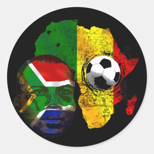 Zuid-Afrikaanse voetballiefhebbers Zuid-AFrican vl Ronde Sticker (Voorkant)