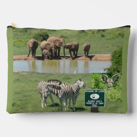 Zuid-Afrikaanse zebra's en leeuwen accessoire tas (Voorkant)