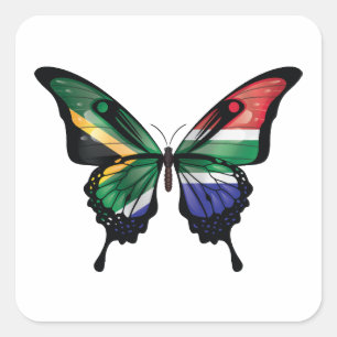 Zuid-Afrikaanse zwaluwstaart vlinder vlag Vierkante Sticker