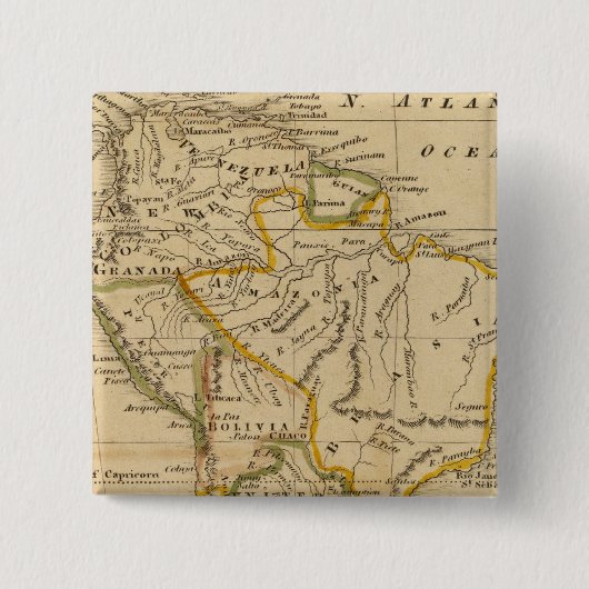 Zuid - Amerika 11 Vierkante Button 5,1 Cm (Voorkant)