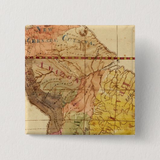 Zuid - Amerika 15 Vierkante Button 5,1 Cm (Voorkant)