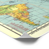 " Zuid-Amerika: 1942 Gedetailleerde kleurige KAART Poster (Hoek)