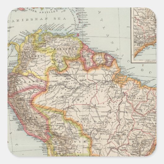 Zuid-Amerika 2 Vierkante Sticker (Voorkant)