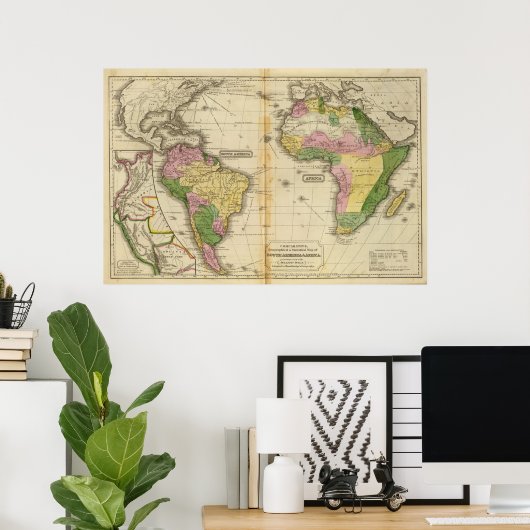 Zuid-Amerika, Afrika Poster (Thuiskantoor)