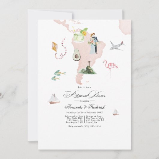 Zuid-Amerika bestemming bruiloft repetitie diner Kaart (Voorkant)