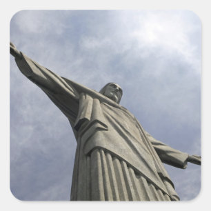 Zuid-Amerika, Brazilië, Rio de Janeiro. Christus 3 Vierkante Sticker