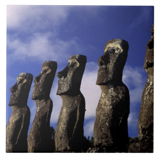 Zuid-Amerika, Chili, Paaseiland, Ahu Akiri. Tegeltje (Voorkant)