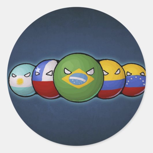 Zuid-Amerika Countryballs Ronde Sticker (Voorkant)