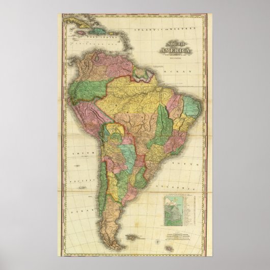 Zuid-Amerika in 1823 Poster (Voorkant)