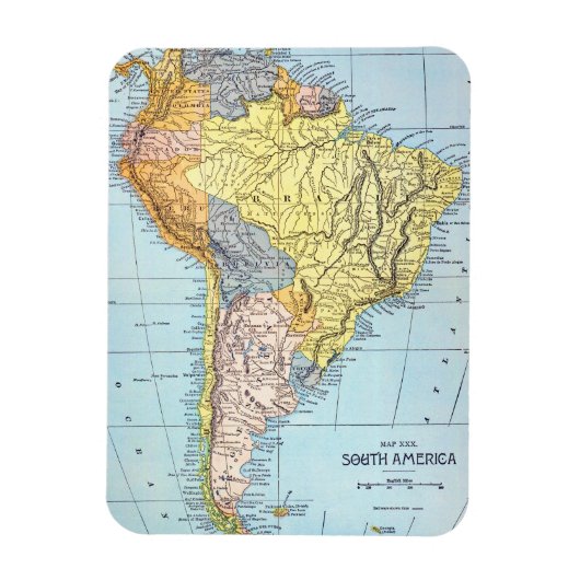 ZUID-AMERIKA: MAP, c1890 Magneet (Verticaal)