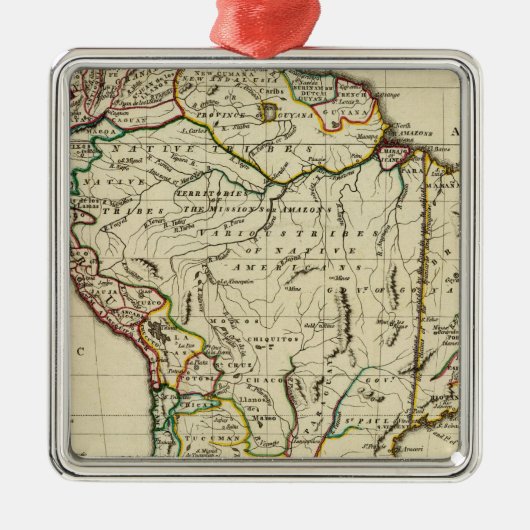 Zuid-Amerika met grenzen Metalen Ornament (Voorkant)