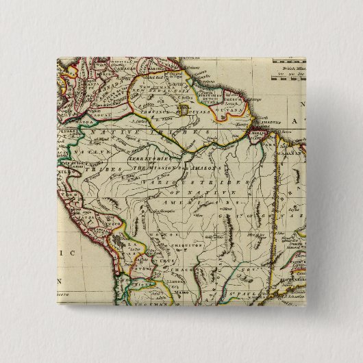 Zuid-Amerika met grenzen Vierkante Button 5,1 Cm (Voorkant)