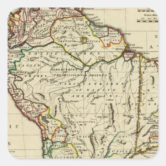 Zuid-Amerika met grenzen Vierkante Sticker (Voorkant)