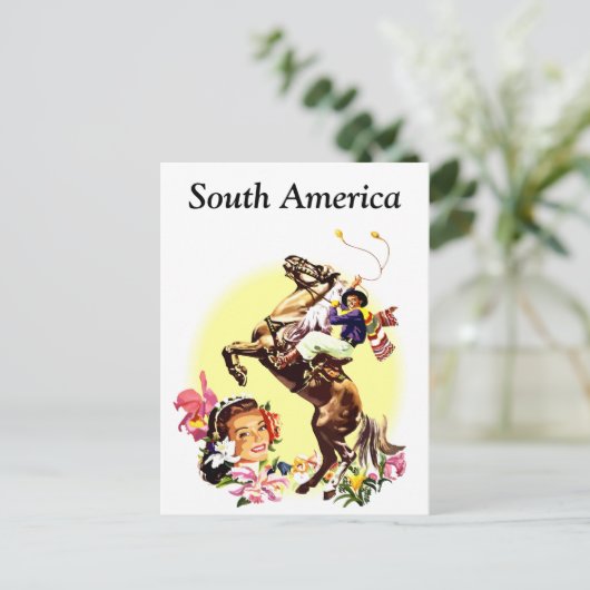 Zuid-Amerika, oud briefkaart (Staand voorkant)