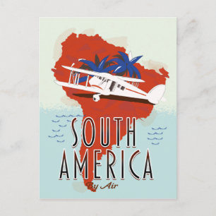 Zuid-Amerika per vliegtuig reisposter Briefkaart