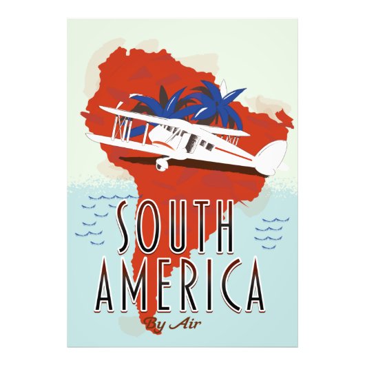Zuid-Amerika per vliegtuig reisposter Foto Afdruk (Voorkant)