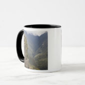 Zuid-Amerika, Peru, Machu Picchu. Stenen ruïnes Mok (Voorkant links)