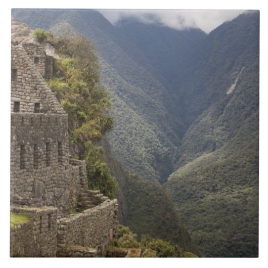 Zuid-Amerika, Peru, Machu Picchu. Stenen ruïnes Tegeltje (Voorkant)