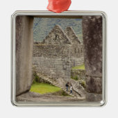 Zuid-Amerika, Peru, Machu Picchu. Twee toeristen Metalen Ornament (Voorkant)