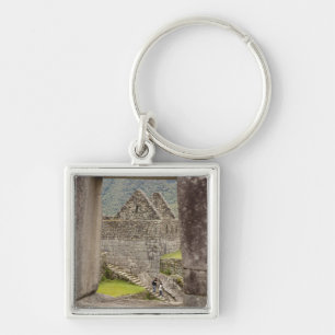 Zuid-Amerika, Peru, Machu Picchu. Twee toeristen Sleutelhanger