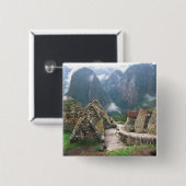 Zuid-Amerika, Peru, Machu Picchu Vierkante Button 5,1 Cm (Voorkant /achterkant)