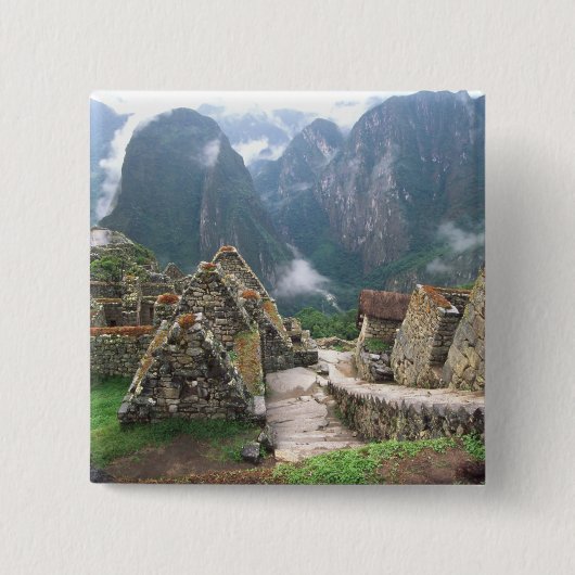 Zuid-Amerika, Peru, Machu Picchu Vierkante Button 5,1 Cm (Voorkant)