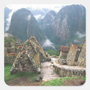 Zuid-Amerika, Peru, Machu Picchu Vierkante Sticker
