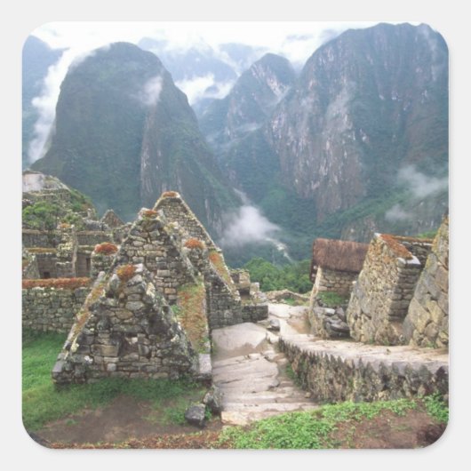 Zuid-Amerika, Peru, Machu Picchu Vierkante Sticker (Voorkant)