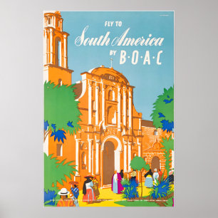 Zuid-Amerika Poster BOAC Reis Kunst Zuid-Amerika